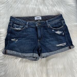 Paige Dark Wash Distressed Jimmy Jimmy Cut Offs